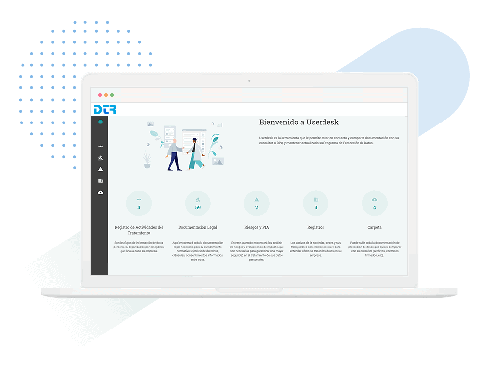 Escritorio de Userdesk para la gestión de la protección de datos de DTR