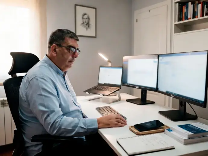 Juan José Boyano, consultor TI y fundador de DTR, trabajando en su despacho